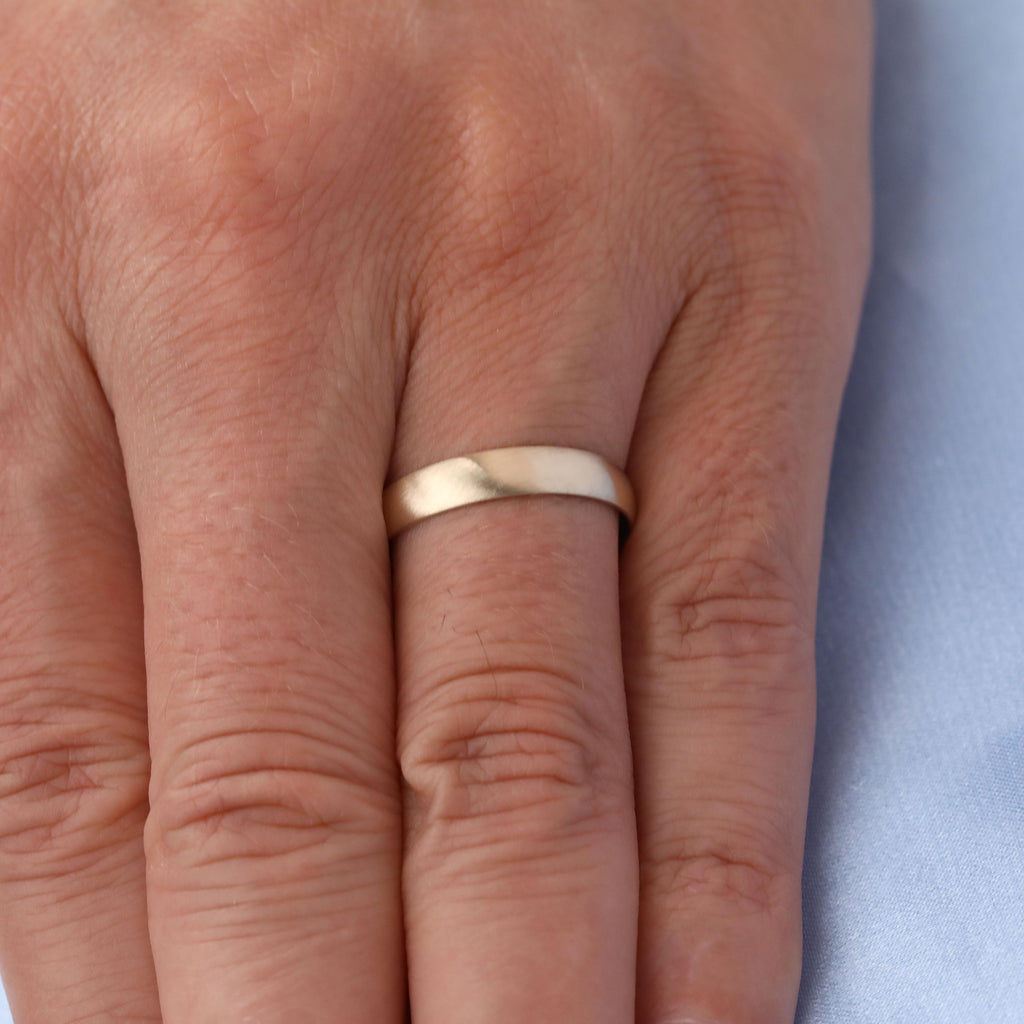 Comfort Fit Men Engagement Ring | 14k Yellow Gold Matte Finish Thin Wedding Ring for Him image #10