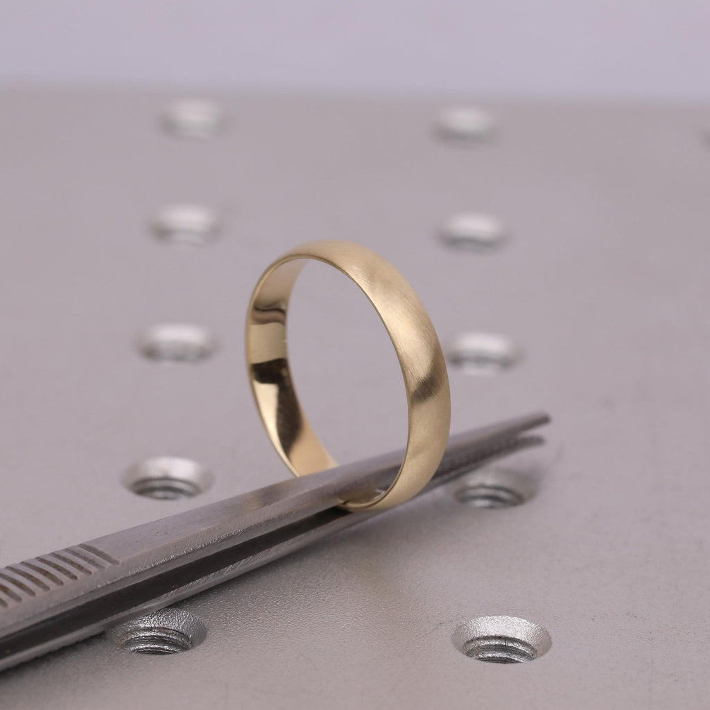 Comfort Fit Men Engagement Ring | 14k Yellow Gold Matte Finish Thin Wedding Ring for Him image #7