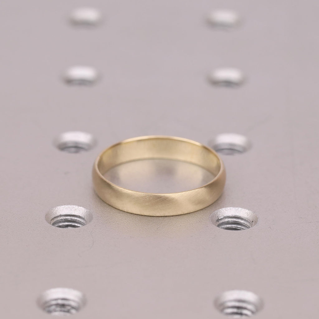Comfort Fit Men Engagement Ring | 14k Yellow Gold Matte Finish Thin Wedding Ring for Him image #9