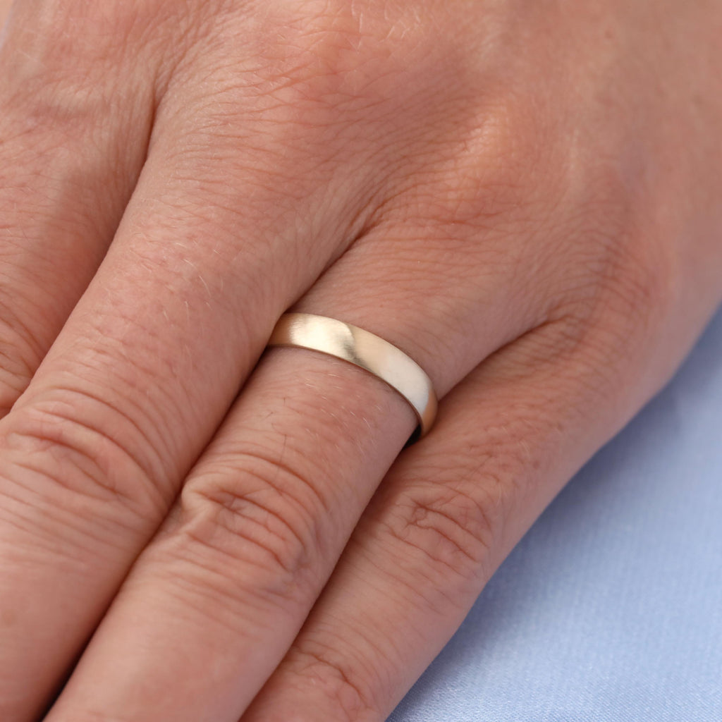 Comfort Fit Men Engagement Ring | 14k Yellow Gold Matte Finish Thin Wedding Ring for Him image #1