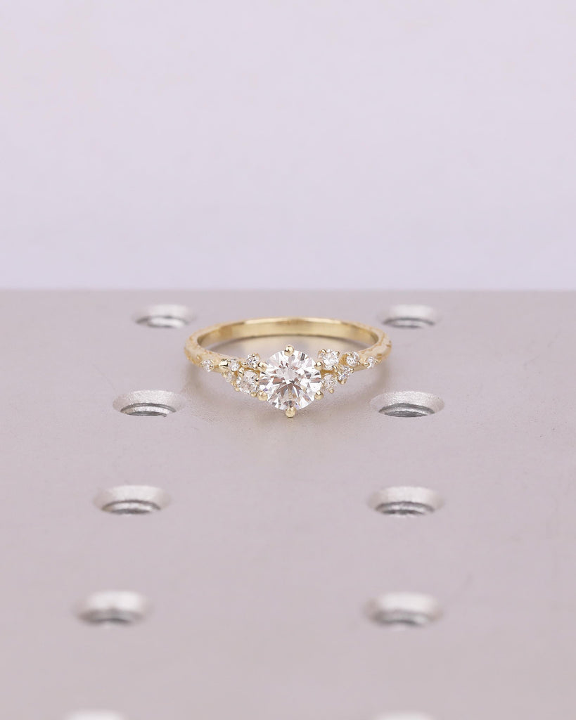 14k Gold Round IGI Certified Lab Created Diamond Engagement Ring, Olive Leaf Band image #9