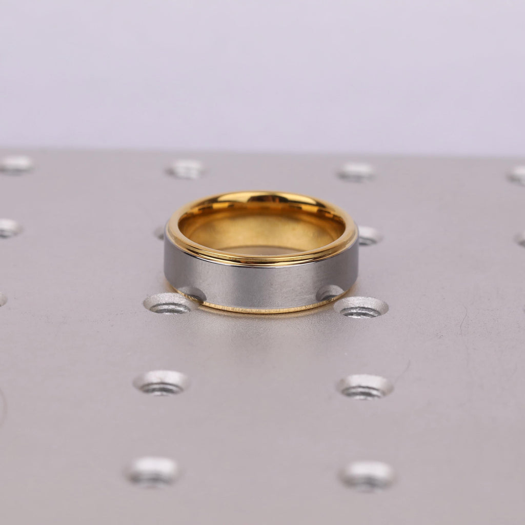 Yellow Gold Tungsten Mens Wedding Band | Shiny Polished Comfort Fit Ring for Him | Scratch Resistant Ring image #3