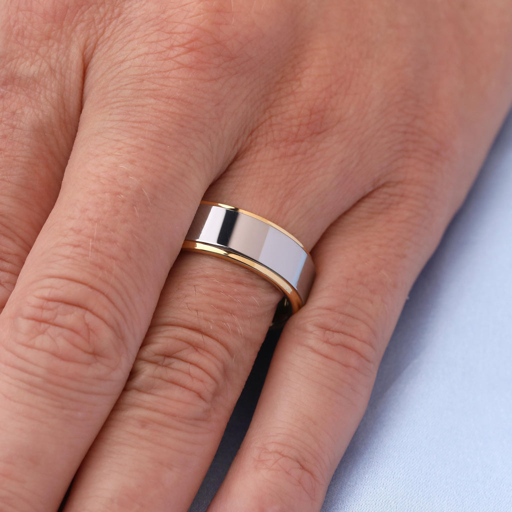 Yellow Gold Tungsten Mens Wedding Band | Shiny Polished Comfort Fit Ring for Him | Scratch Resistant Ring image #2