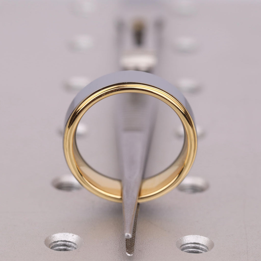 Yellow Gold Tungsten Mens Wedding Band | Shiny Polished Comfort Fit Ring for Him | Scratch Resistant Ring image #7