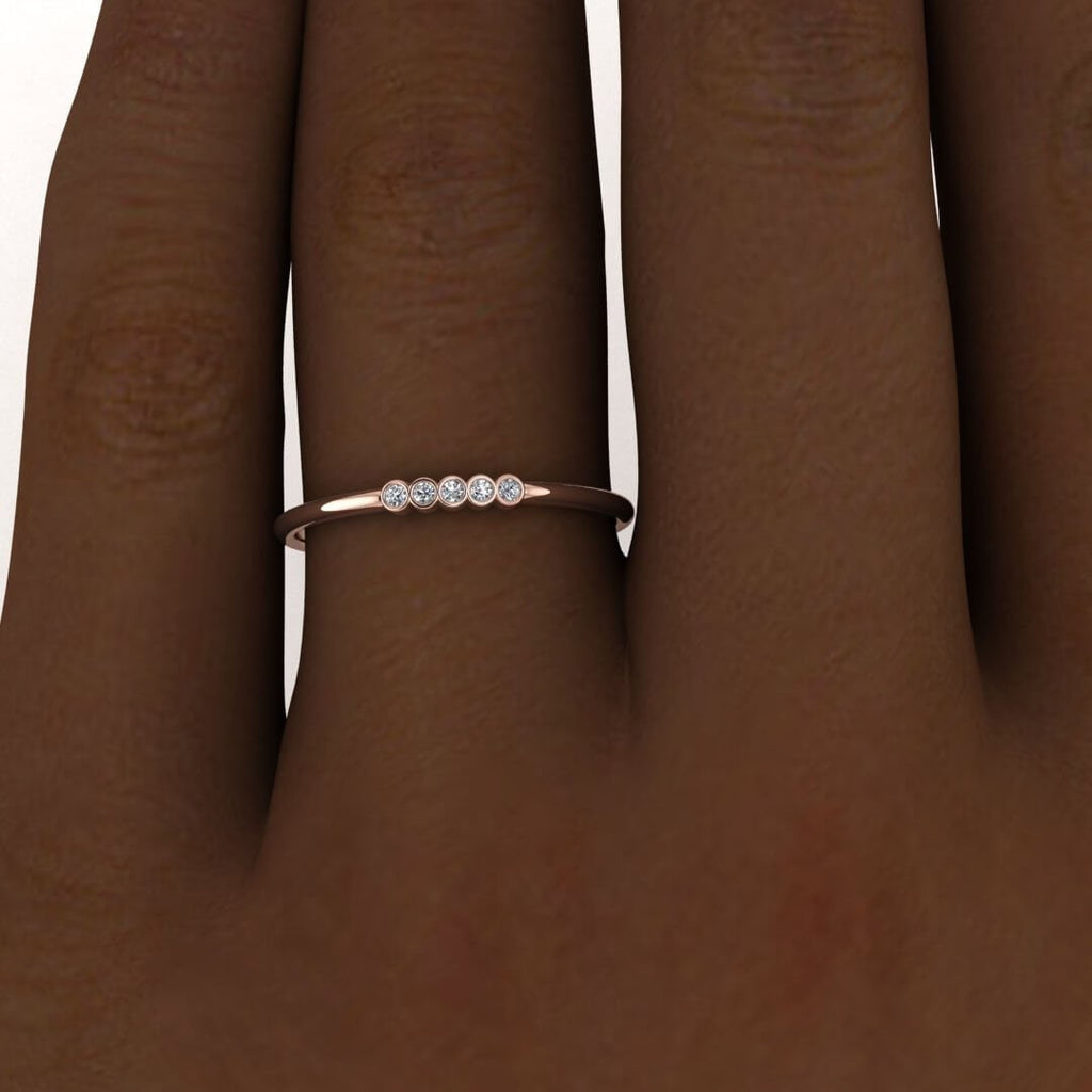 Avalon Delicate Five Diamond Ring, Dainty Diamond Band for Her, Anniversary Ring