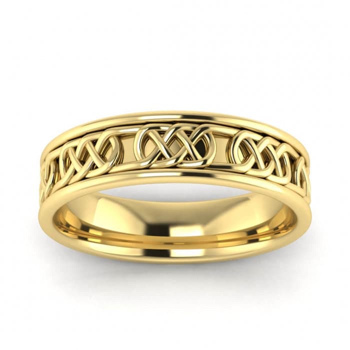 Celtic wedding band, Celtic pattern wedding ring, Celtic knot ring, Unique wedding ring Small wedding band Celtic band,14k solid Yellow gold