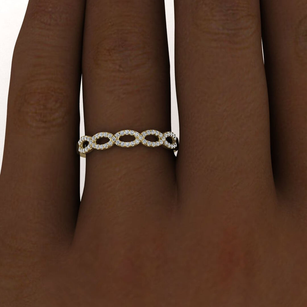 Infinity Ring, Diamond Infinity Ring, Micro Pave Infinity Twist Ring in 14k Gold White Diamonds, Infinity Wedding Band, Valentines Day