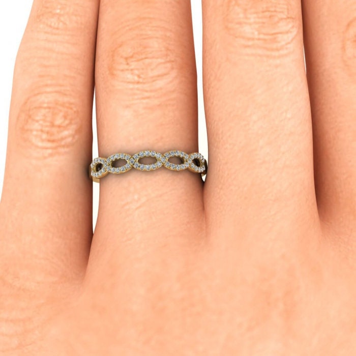 Infinity Ring, Diamond Infinity Ring, Micro Pave Infinity Twist Ring in 14k Gold White Diamonds, Infinity Wedding Band, Valentines Day