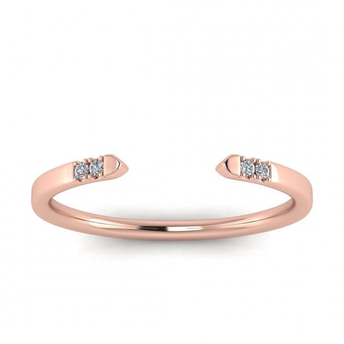 Open Diamond Ring Rose Gold, Perfect Matching Womens Band with Diamonds