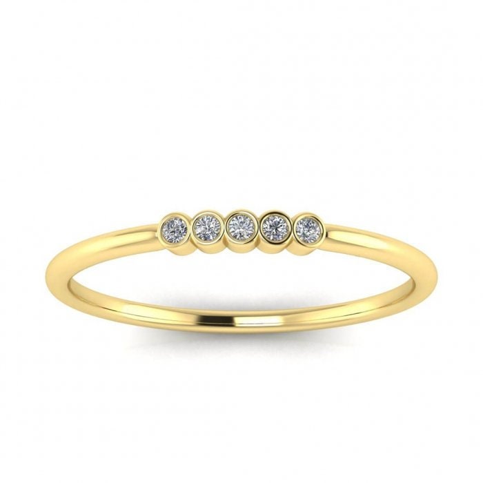 Avalon Delicate Five Diamond Ring, Dainty Diamond Band for Her, Anniversary Ring