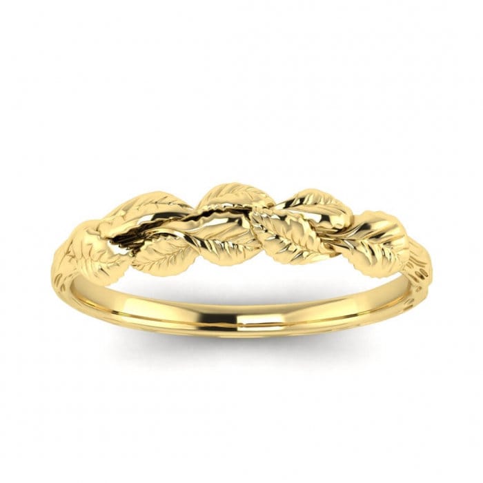 Gold Leaf Engraved Band, Nature Inspired Wedding Ring, Organic Wedding Band, Delicate Gold Wedding Ring , Engraved Leaves Wedding Band