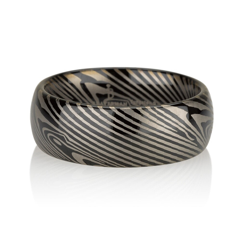 Mokume Gane Tungsten - Forged Ring - Damascus Inlay - Mokume Band - Damascus Ring - Three Color Mokume - Mokume Wedding Bands - Mokumegane