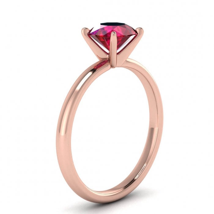 14k rose gold Aura classic ruby thin ring petite classic band, delicate