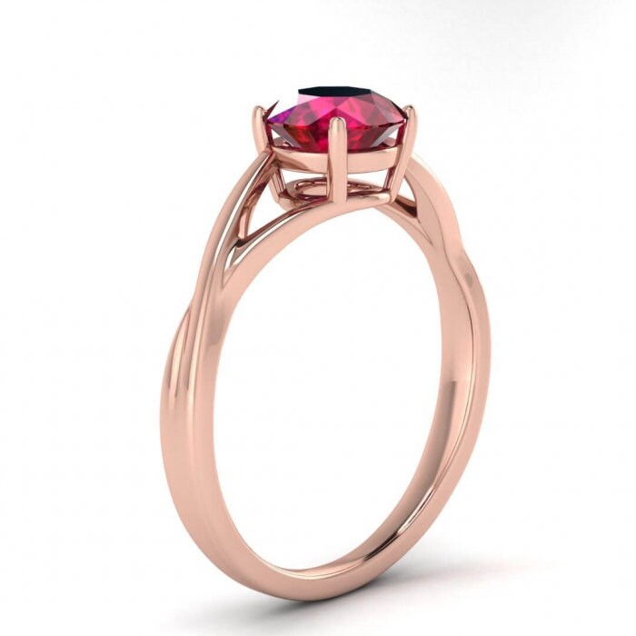 14k rose gold Ciara twisted band ruby ring, twisted band, unique band