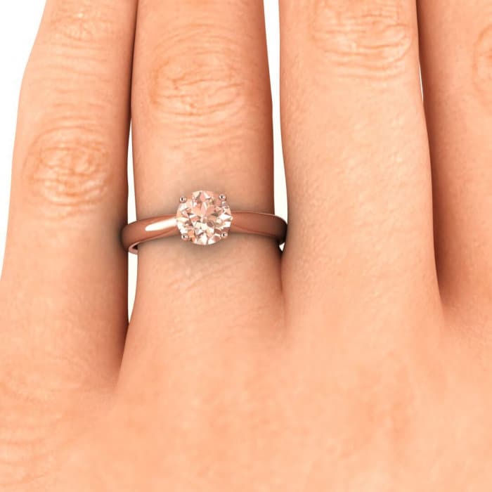 Unique Morganite Engagement Ring Rose Gold Solitaire Ring Unique Tapered Shank Minimalist Anniversary Promise Women - Aine