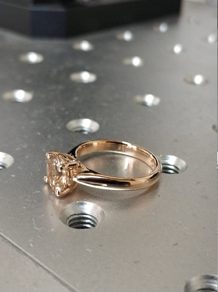 Unique Morganite Engagement Ring Rose Gold Solitaire Ring Unique Tapered Shank Minimalist Anniversary Promise Women - Aine