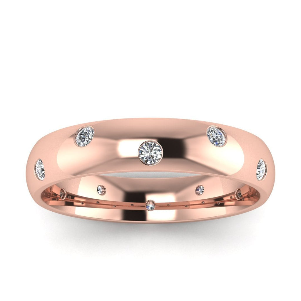 4mm Zig Zag Rose Gold Flush Set Diamond Band - Rounded Diamond Band, Diamond Wedding Band