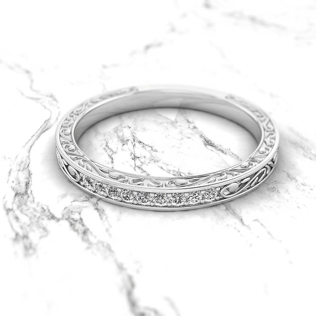 Filigree Band White Gold Vintage Band Band Art Deco Band Stackable Wedding Band Prong Band Engagement Band Anniversary Band New 14K