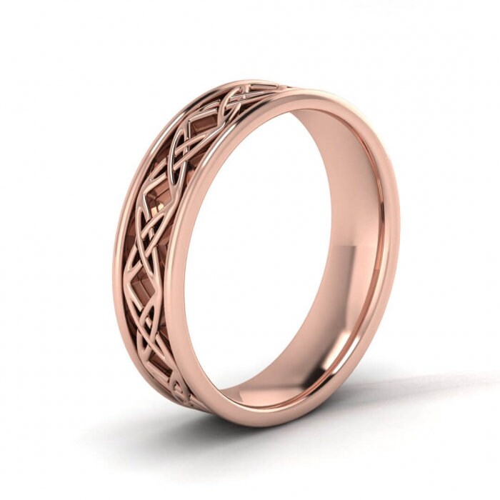 14k rose gold eternity knot celtic wedding ring 5mm, Celtic knot, Infinity knot , Irish style, Wedding band, 14K Rose Gold, Wedding Band