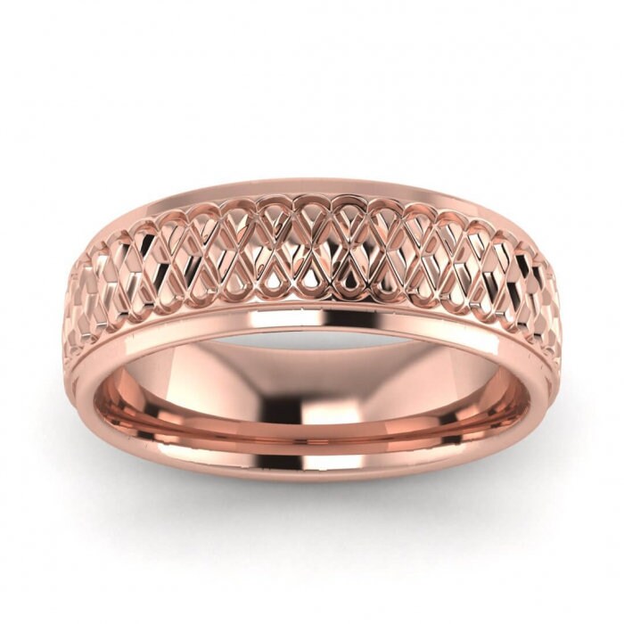 14k rose gold infinity knot ring 6mm, Round edges, Infinity knot, Wedding band, 14K Rose Gold, Wedding Band