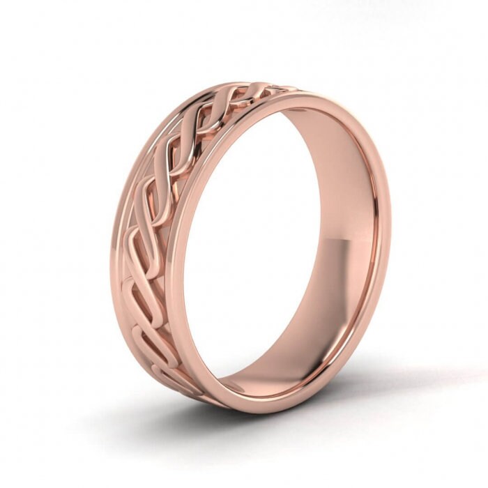 14k rose gold irish wedding ring 5mm, Infinity knot, Foreverlasting love, Flat top, Irish ring, wedding band, 14K Rose Gold, Wedding Band