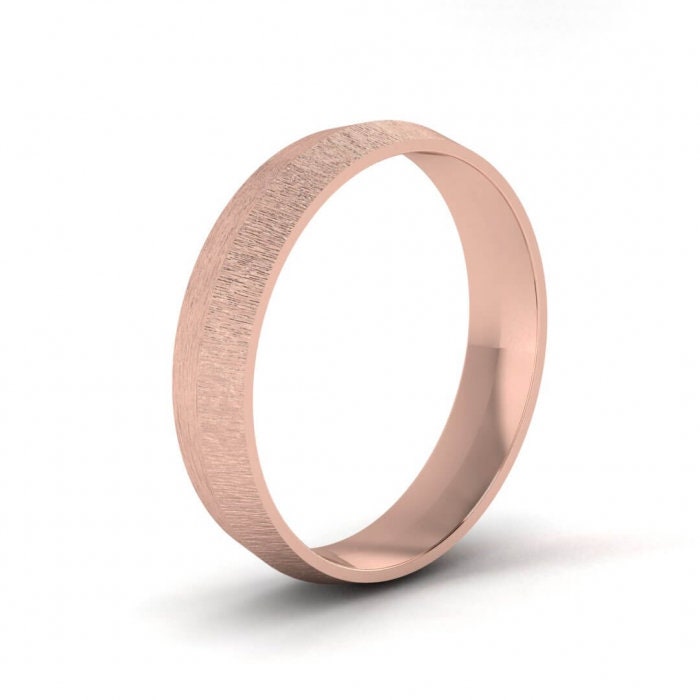 14k rose gold brushed knife edged ring 4mm, Knife edge, Low profile, 14K Rose Gold, Wedding Band