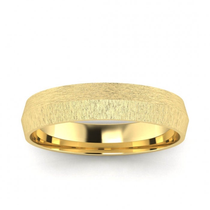 14k yellow gold brushed knife edged ring 4mm, Knife edge, Low profile, 14K Yellow Gold, Wedding Band