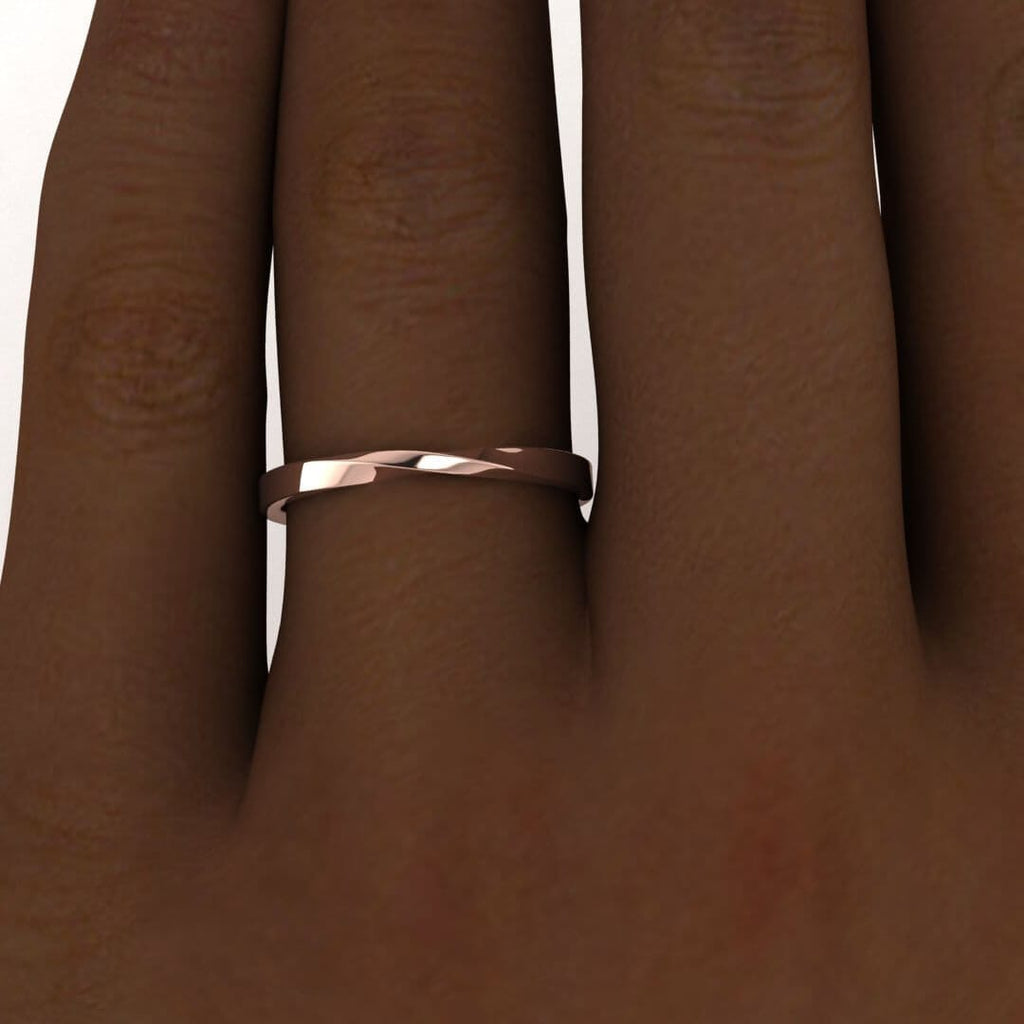 14k rose gold ciana twisted wedding ring 2mm, Twisted band, Thin band, Twist ring, Unique design, 14K Rose Gold, Wedding Band