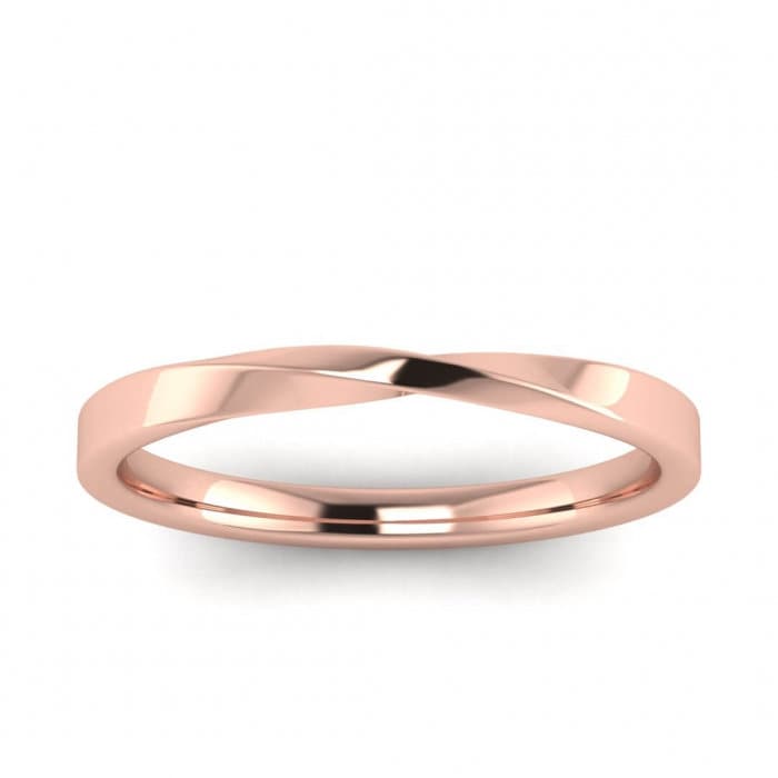 14k rose gold ciana twisted wedding ring 2mm, Twisted band, Thin band, Twist ring, Unique design, 14K Rose Gold, Wedding Band