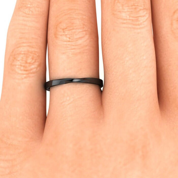 14k black gold ciana twisted wedding ring 2mm Stacking Ring Twisted band, Thin band, Twist ring, Unique design, 14K Black Gold, Wedding Band