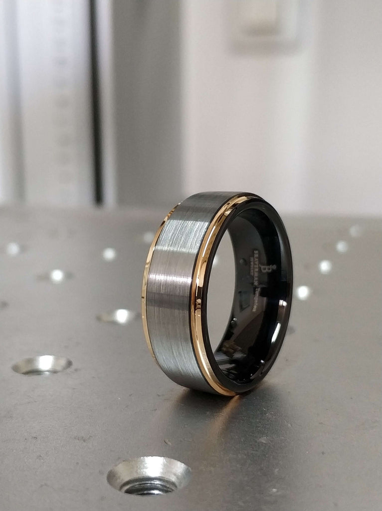 GUNMETAL Tungsten Ring, Rose Gold Wedding Band 8mm 18K, Wedding Ring, Engagement Ring, Promise Ring, Rings for Women, Rings for Men