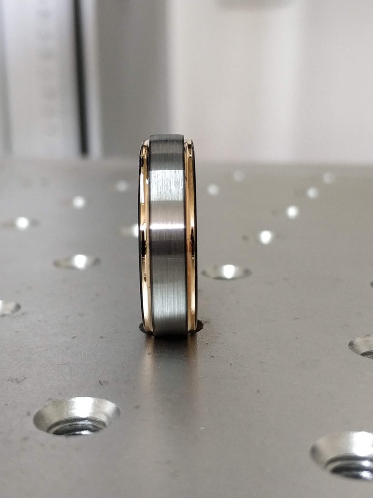 Rose Gold Tungsten Ring, Gunmetal Tungsten Wedding Band, Gunmetal Tungsten Ring, Rose Gold Tungsten Band, Rose Gold, Black Ring 6mm