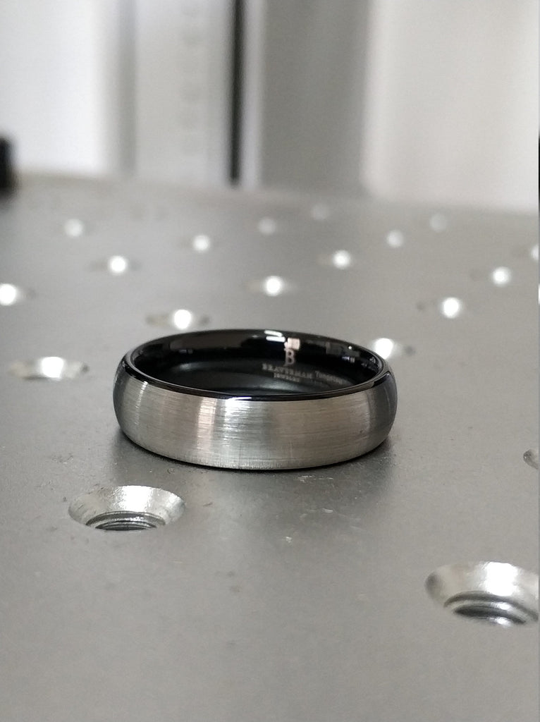 Tungsten Ring Brushed Silver, Mens Wedding Band Black 6mm, Engagement Ring, Promise Ring, Rings for Men, Rings for Women, Silver Ring