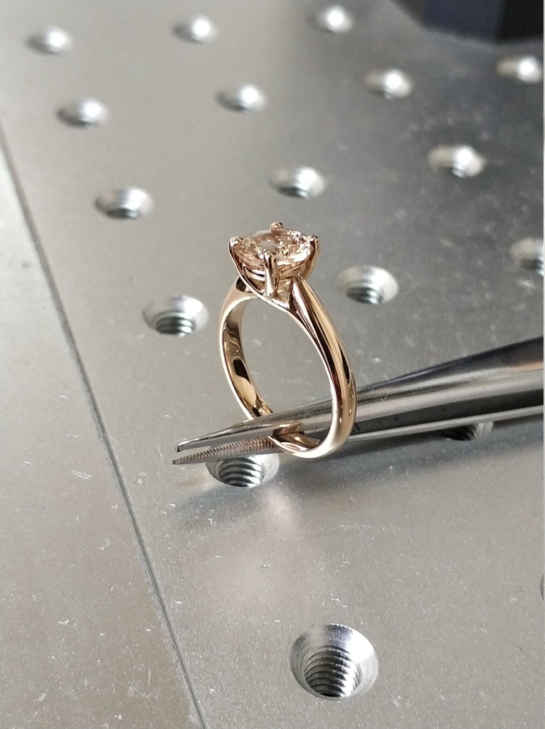 Unique Morganite Engagement Ring Rose Gold Solitaire Ring Unique Tapered Shank Minimalist Anniversary Promise Women - Aine