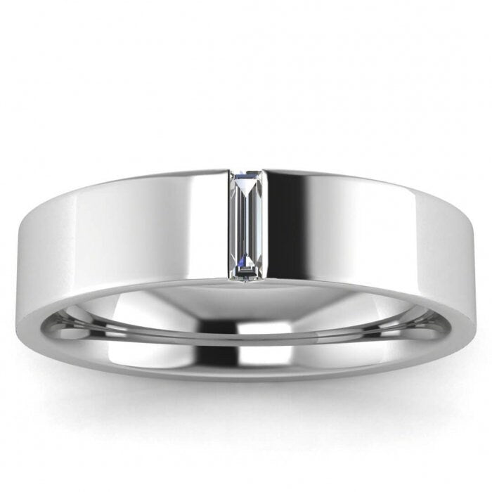 14k white gold Baguette diamond wedding band (1/10 ct. tw.) flush set baguette, unique band, Stackable Band, Wedding Band, Diamond Stackable