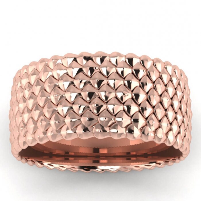 14k rose gold cone ring 10mm, Medieval ring, Scales ring, Wide ring, Pine cone ring, 14K Rose Gold, Wedding Band