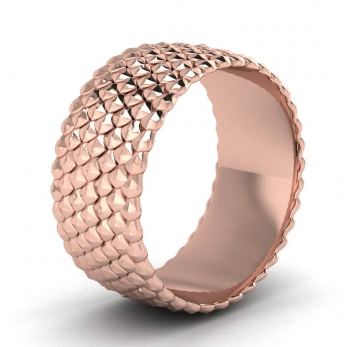 14k rose gold cone ring 10mm, Medieval ring, Scales ring, Wide ring, Pine cone ring, 14K Rose Gold, Wedding Band