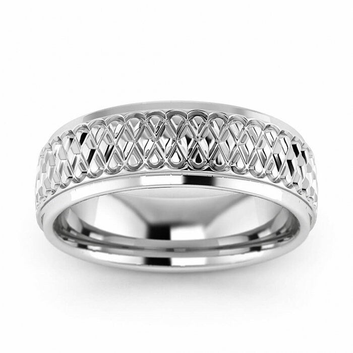 14k white gold infinity knot ring 6mm, Round edges, Infinity knot, Wedding band, 14K White Gold, Wedding Band