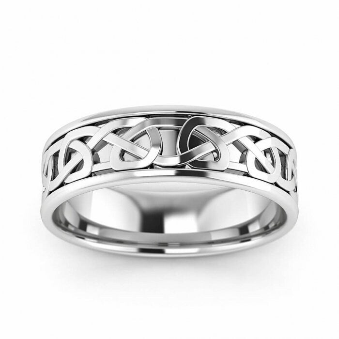 14k white gold infinity ring with stepped edges 5.5mm, Infinity ring, Stepped edges, Endless love, 14K White Gold, Wedding Band