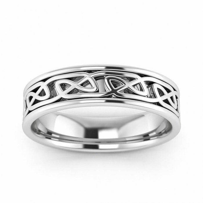 14k white gold irish ring with endless knot 5mm, Celtic knot, Intertwined, Irish ring, Wedding ring, 14K White Gold, Wedding Band