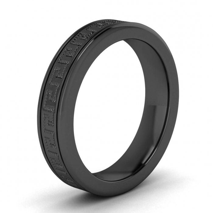 14k black gold zeus greek wedding band 5mm, Greek key engraving, Rounded, Unique wedding ring, 14K Black Gold, Wedding Band