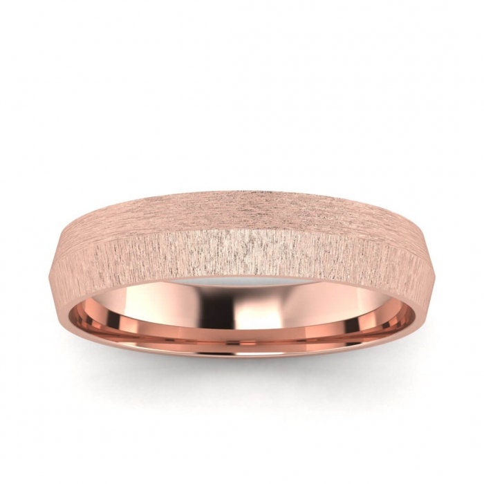 14k rose gold brushed knife edged ring 4mm, Knife edge, Low profile, 14K Rose Gold, Wedding Band