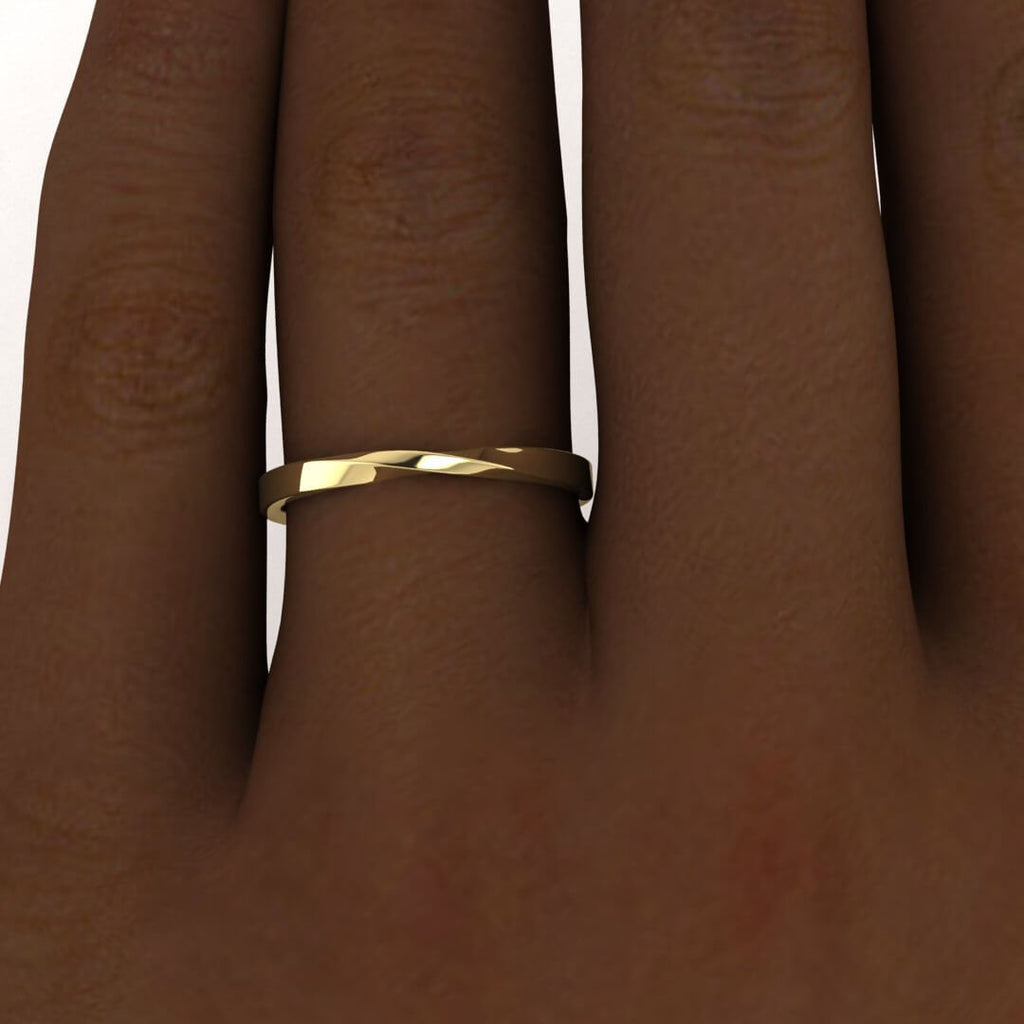 14k yellow gold ciana twisted wedding ring 2mm, Twisted band, Thin band, Twist ring, Unique design, 14K Yellow Gold, Wedding Band