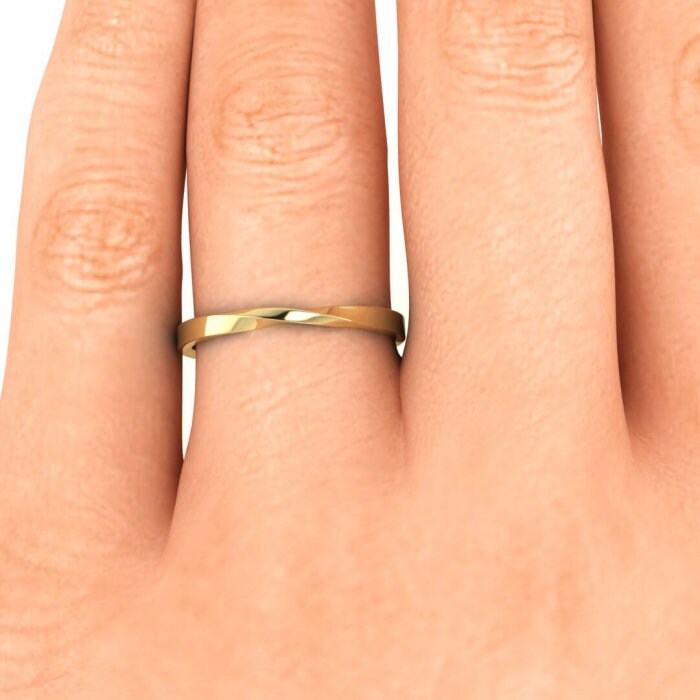 14k yellow gold ciana twisted wedding ring 2mm, Twisted band, Thin band, Twist ring, Unique design, 14K Yellow Gold, Wedding Band