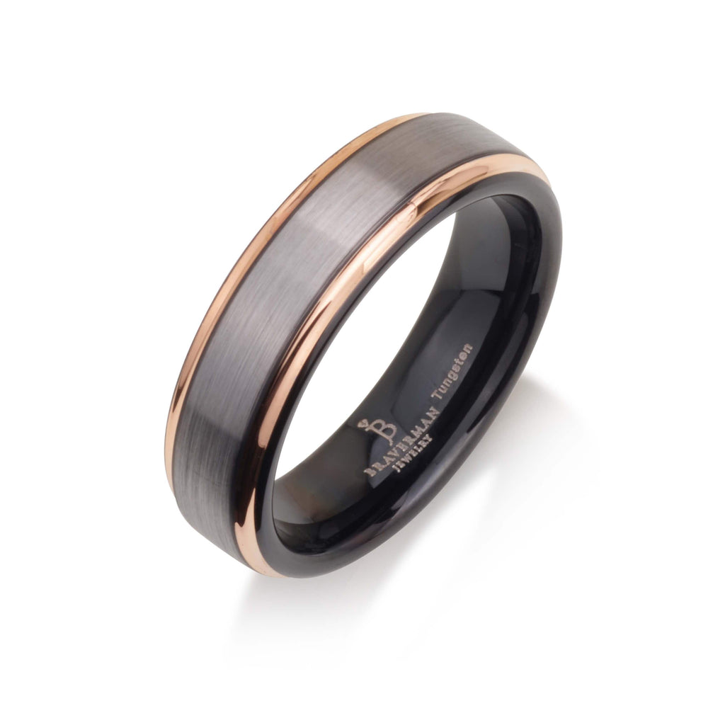 GUNMETAL Tungsten Ring, Rose Gold Wedding Band 6mm 18K, Wedding Ring, Engagement Ring, Promise Ring, Rings for Women, Rings for Men