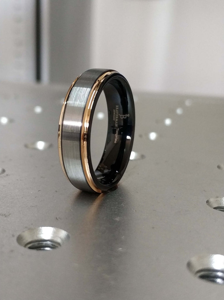 GUNMETAL Tungsten Ring, Rose Gold Wedding Band 8mm 18K, Wedding Ring, Engagement Ring, Promise Ring, Rings for Women, Rings for Men