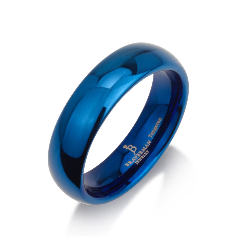 Mens Wedding Band Blue, Tungsten Wedding Ring, Promise Ring, Tungsten Carbide, Engagement Ring, Anniversary Band, His and Hers, Blue Ring