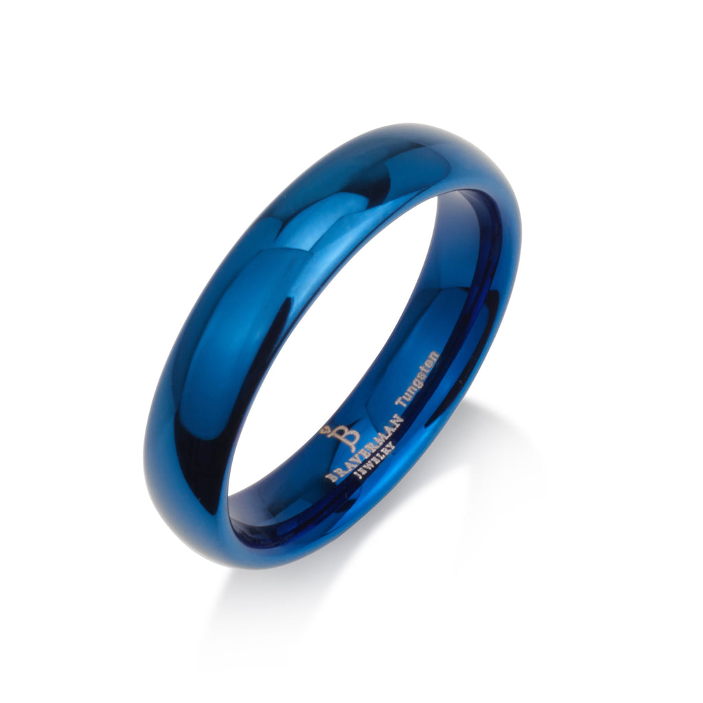 Mens Wedding Band Blue, Tungsten Wedding Ring, Promise Ring, Tungsten Carbide, Engagement Ring, Anniversary Band, His and Hers, Blue Ring