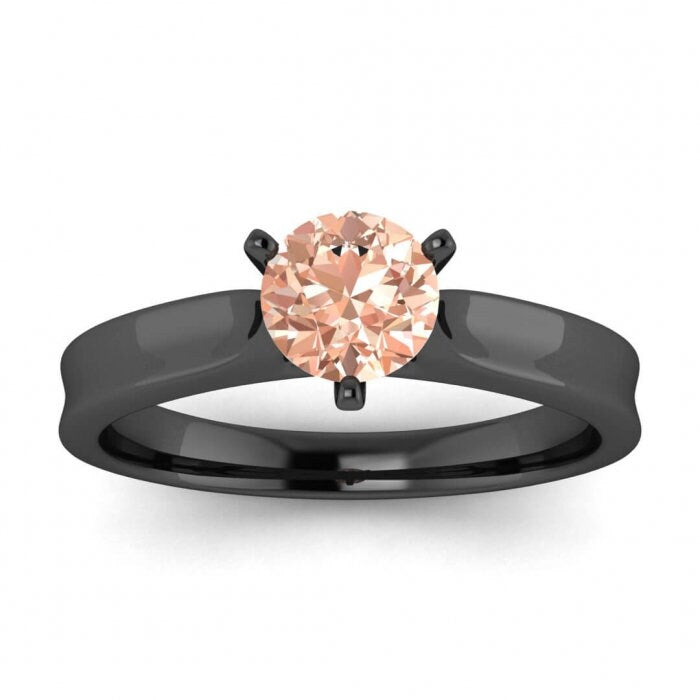 14k Rose Gold Atlas Morganite Contemporary Engagement Ring, Concave, Wide Band Engagement Ring, Prong Setting, Unique Band