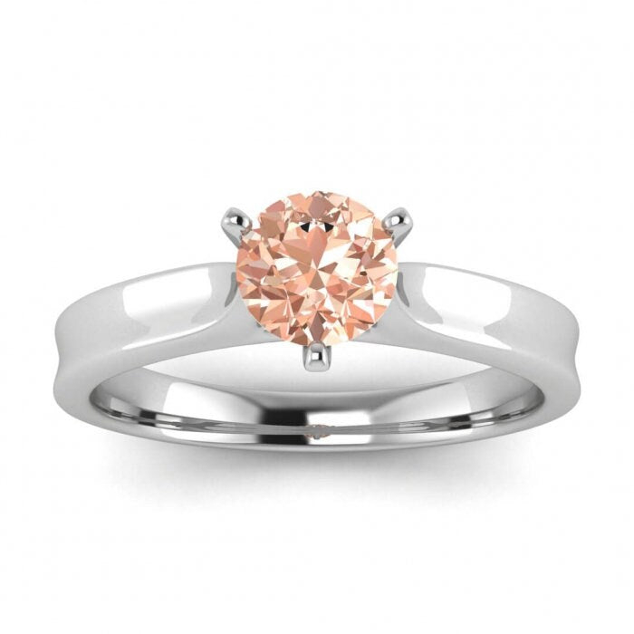 14k Rose Gold Atlas Morganite Contemporary Engagement Ring, Concave, Wide Band Engagement Ring, Prong Setting, Unique Band